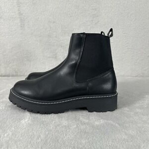 DV Dolce Vita Lobera Faux Leather Chelsea Boots Pull On Ankle Black Women's 7